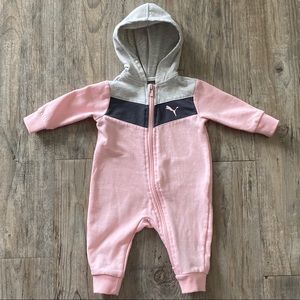 Puma Zipper Jumpsuit Pink/Grey (0-3 mo)